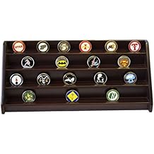 DECOMIL - 4 Rows Shelf Challenge Coin Holder Display Casino Chips Holder Cherry Finish