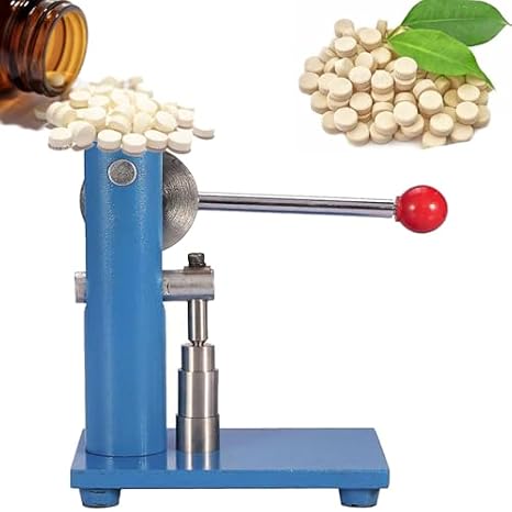 Manual Single Punch Tablet Press Machine for Powder, Durable Steel Pill Maker for Homemade Medicine