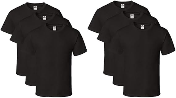 Alstyle Men's Cotton Crew Neck Short Sleeve T-Shirt 6-Pack, Black 4XL