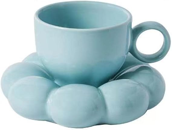 Ceramic Coffee Mug, 7oz Cappuccino Mug, Ceramic Coffee Cups with Saucers, Microwave and Dishwasher Safe, Espresso Cup and Saucer Set, for Espresso, Latte, Cafe Mocha and Tea, 220ml