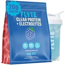 FLYTE Clear Whey Isolate Protein Powder Blue Raspberry Flavor | 20g Grass-Fed Whey Isolate + Electrolytes | No Added Sugar, Gluten-Free, 20 Servings