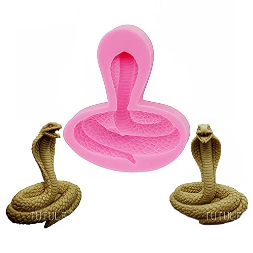 3D Cobras Snake Shape Keychain Silicone Mold for DIY Resin Bag Tag Wax Pendant Plaster Polymer Luggage Crystal Necklace Candy Desserts Craft Earrings Epoxy Crafting Mold Trinket Decoration