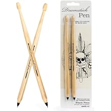 Suck UK Drumstick Pen - Drummer Gifts for Men - Gifts For Drummers - Drum Accessories - Wooden Drumstick Shaped Pen - Music Stationery Supplies - Cool Drum Kit Ballpoint Pens - Set of 2 Black