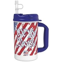 Mugs N Coffee 32 oz Travel Mug We The People American Flag & Eagle Double Wall Insulated BPA-Free, Leak-Resistant Includes Reusable Straw Made in USA