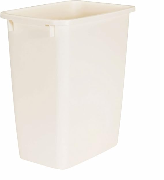Rubbermaid 21 Quart Traditional Kitchen Bathroom and Office Rectangular Plastic Open Wastebasket Trash Can Bisque