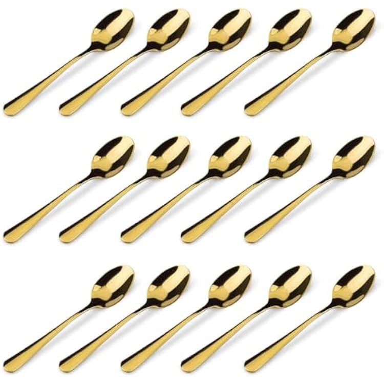 15 Packs Demitasse Espresso Spoons, 4.3 Inch Mini Gold Coffee Spoon, Stainless Steel Small Spoons for Dessert