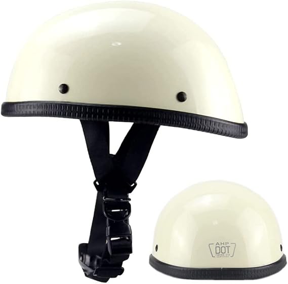 Motorcycle Skull Cap Helmet for Men Women, DOT Approved Beanie Half Helmet, Ultra-Thin Comfortable Novelty Half Shell Helmet, Vintage Open Face Helmet for Cruiser Scooter