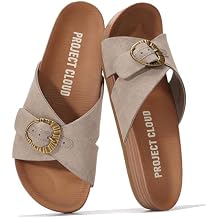 Project Cloud Womens Sandals - Adjustable Buckle Sandals for Women 2026 with Plush Insole - Lightweight & Non Slip Slides for Women Footwear (Beaming,BIRCHSDE,7.5)
