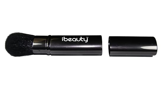 iBeautyTM Retractable Bronzer Kabuki Foundation Portable Easy to Carry Around Luxurious Stainless Steel Mass-Free Cap Makeup Cosmetic Brush Tool (Charcoal Grey)