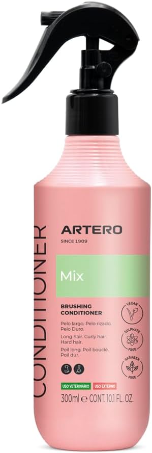 Artero Mix. Multi-Phase Conditioner for Dogs and Cats; detangles and moisturizes the Coat. Ideal for All Coat Types, Daily use, and Professional use. No-Rinse Formula. Reduces Drying time.