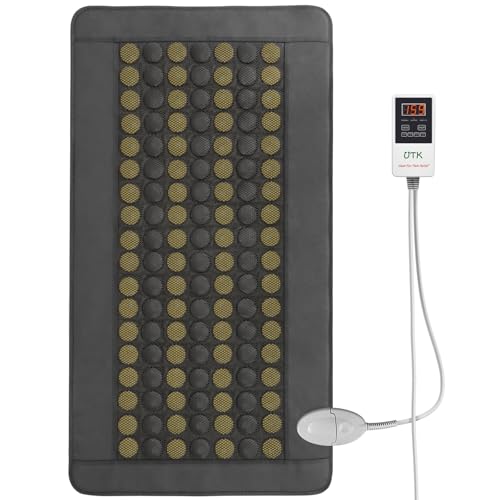 UTK Far Infrared Tourmaline Heating Pad for Full Back Pain Relief - Infrared Therapy Heating Pads - Medium T-Plus 38 X 21, Auto Shut Off and Travel Bag Included