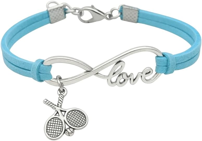 Girls Tennis Bracelet- Infinity Love Tennis Racket Charm Bracelet, Tennis Jewelry for Tennis Players, Tennis Gift for Women, Teens and Girls