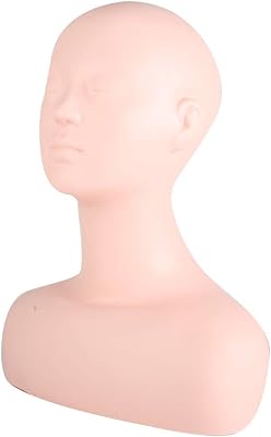 Esthetics Manikin Head with Shoulders Multi Function Massage Makeup Practice Soft Mannequin Head Model Wig Hat Display Facial