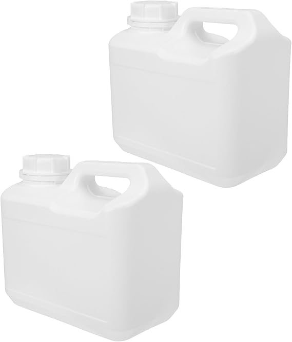 2pcs 5l Plastic Storage Jugs with Handle and Airtight Lid, Chemical Resistant Hdpe Containers for Garage and Mobile Carts, Leak-proof Utility Buckets for Liquid and Chemical