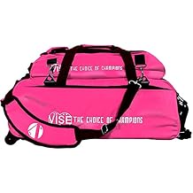 Vise Three Ball Tote Roller Bowling Bag with Shoe Pouch Pink