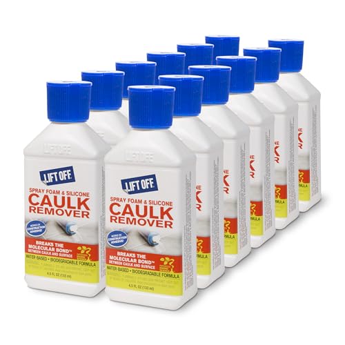 Motsenbockers Lift Off 41145-12PK 4.5-Ounce Spray Foam and Silicone Caulk Remover Safe on Showers, Baseboards, Stainless Steel, Ceramic, and More, Water-Based, 4.5 Fl Oz, Pack of 12