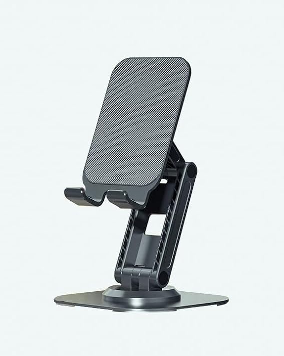 Portable Two-Shaft Mobile Stand, Height and Angle Adjustable Phone Stand with Metal Base,360 rotatable and Foldablecell Phone Holder
