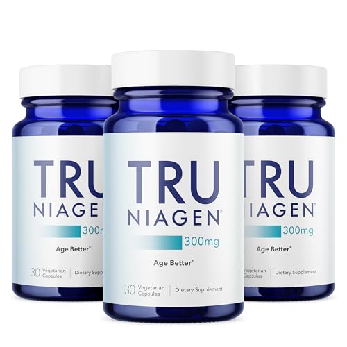 TRU NIAGEN Patented NAD Supplement for Brain Function, Anti Aging & Cell Regeneration, 300mg Niagen, 30 Servings | Supports Cellular Energy, Muscle | Nicotinamide Riboside NR Take 1 Daily | 3 Bottle