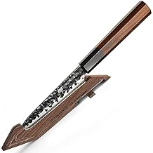 FINDKING Dynasty Series 5'' Clad Steel Utility knife and Magnetic Walnut Knife Edge Guard