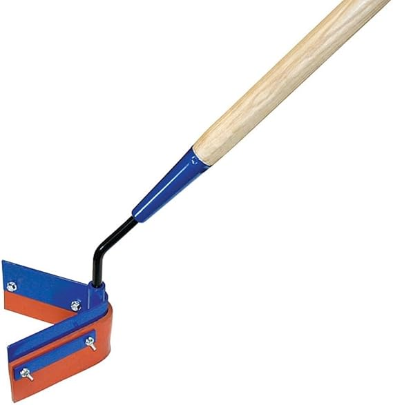 Kraft Tool GG816 Push Style Permanent Head V-Shaped Red Silicone Crack Squeegee w/54" Wood Handle