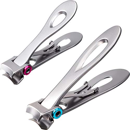 Mudder 2 Pieces Oversized Thick Nail Clippers for Tough Toenails Fingernails Stainless Steel Fingernail Clipper Ultra Wide Jaw Sharp Trimmer Ingrown Manicure Pedicure Men Women Elder, 2 SizeSliver