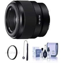 Sony FE 50mm f/1.8 Lens for Sony E, Bundle with 49mm UV Slim Filter, Cleaning Kit, Lens Cap Tether