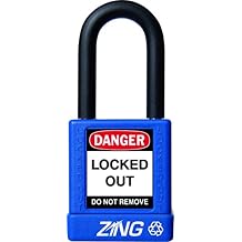 Zing Green Products 7032 RecycLock Safety Padlock, Keyed Different, Blue, 1-1/2" Shackle, 1-3/4" Body