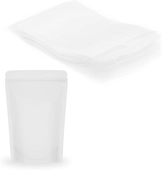 SumDirect 50Pcs 4.3x6.7inches Matte Frosted (Not Clear) Zipper Resealable Stand Up Drink Bags,Snack Food Tea Packing Drinking Pouches - 4.3x6.7inches