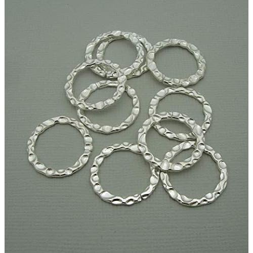 FS Brand Silver Plated Hammered Linking Ring-10Pcs.