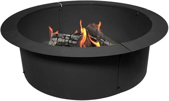 Ash & Ember 33" Outside Dia Steel Fire Pit Liner x 27" Inside - 4 Panel Liner 1.5mm Thick Steel, DIY Above or In-Ground Outdoor Fire Pit, High Temperature Finish, Portable Wood Burning Fire Ring