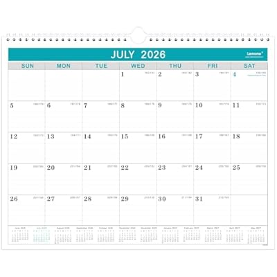Lemome Calendar 2026-2027 Office Home Planning & Organizing, July 2026 to December 2027, Thick Paper, Julian Date, Large Monthly Wall Hanging Spiral Planner for Family and Work - Green 11.5 x 14.6