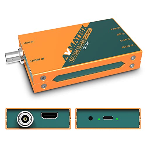 AVMATRIX UC2018 Video Capture Card SDI&HDMI to USB 3.0Gen1 1080P60 Uncompressed YUY2 Video Capture with Line in for Video Conferencing Telemedicine Online Education on OBS, Zoom, Teams, PCMac