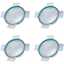 Snapware 4-Cup Clear Total Solutions BPA-Free Plastic Food Storage Lid with Teal Gasket (4-Pack) - Made in USA