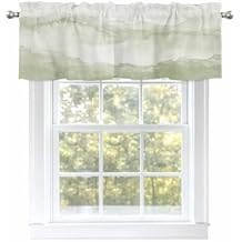 Valances for Windows Abstract Mountain Green Watercolor Gradient Peak Rod Pocket Kitchen Window Curtain Valance, Window Treatment Valance Curtains for Kitchen Living Room Bathroom, 60"x18"