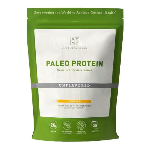 Amy Myers MD Paleo Protein Powder - Unflavored, 20 Servings - Collagen-Based Gut Function Support - Gluten-Free & Non-Dairy Protein Supplement