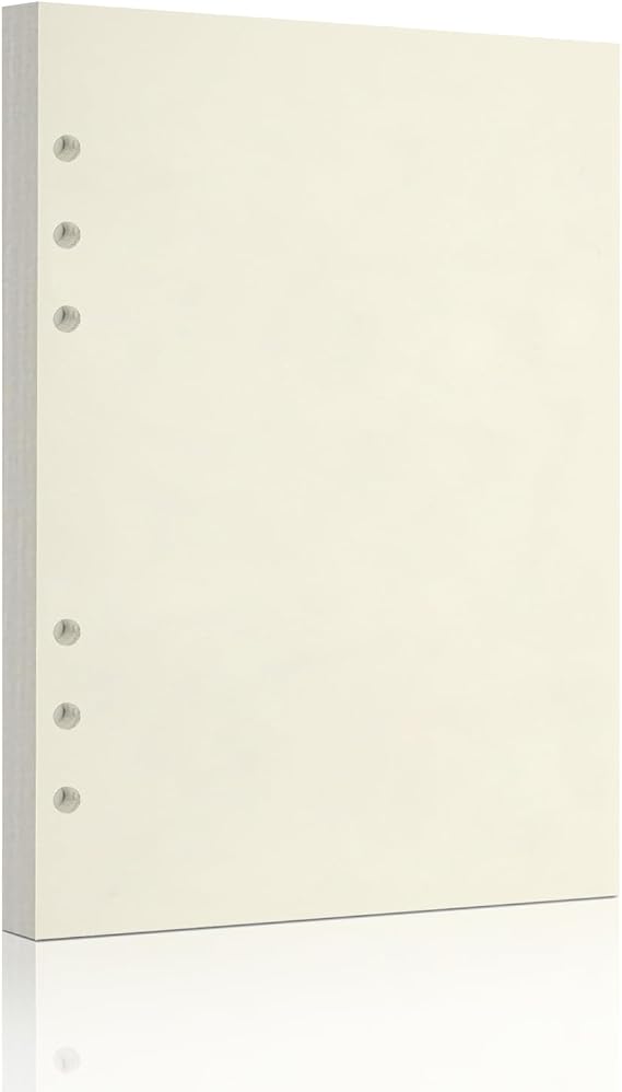 A5 Blank Refill Paper, Loose Leaf Paper 6 Hole Notebook Refills | for 6 Ring Refillable Binder Notebook Planner Diary Journals Painting -Blank Pages,80 Sheets/160 Pages (Beige Blank, A5)