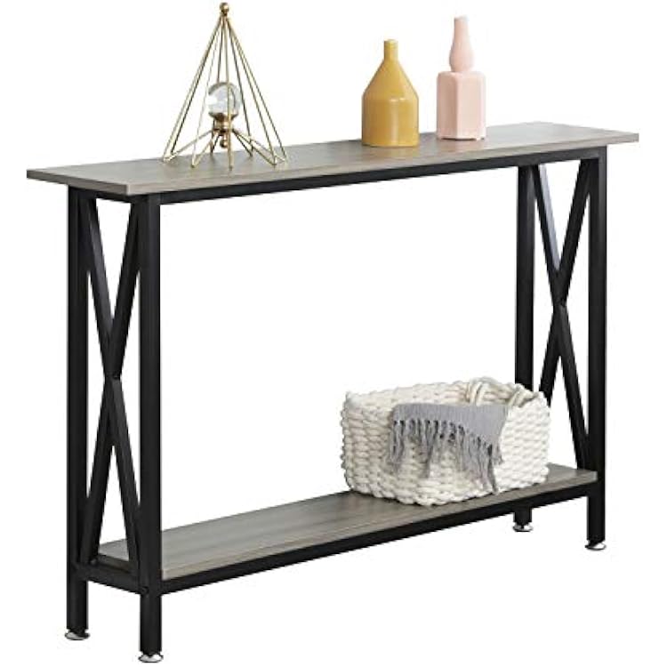 soges Console Table Sofa Table Entry Way Table with Shelves Side Table for Living Room, Hallway, Office Grey DX-125-SW