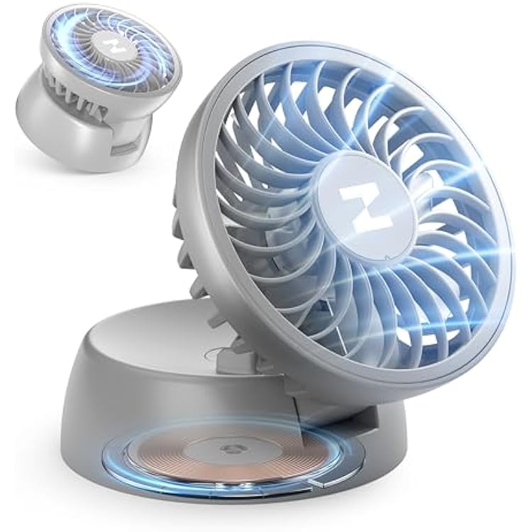 ZEEHOO Mini Portable Fan, Magnetic Folding Desk&Handheld Fans with 3 Speeds, USB-C & Wireless Rechargeable Personal Fan with 2000mAh Battery, Strong Airflow for Travel, Outdoor, Office, Beach Black