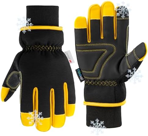 Insulated Synthetic Leather Winter Work Gloves - 3M Thinsulate, Fleece-Lined, Water-Resistant