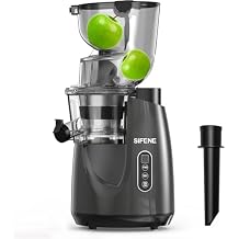 SIFENE Cold Press Juicer Machine, Vertical Slow Masticating Juicer for Fruits and Vegetables, Easy to Clean with Brush, 80 RPM, Quiet Operation, Gray