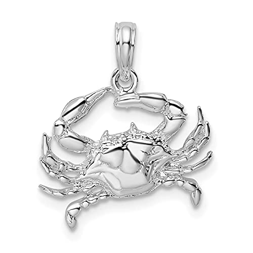 925 Sterling Nautical Sea Life Charm, Polished Blue Crab Pendant