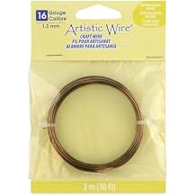 Artistic Wire, 16 Gauge Tarnish Resistant Colored Copper Craft Wire, Antique Brass Color, 10 ft
