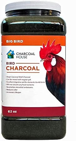 1 Gallon Jar Large Bird Granular Activated Charcoal 100% Virgin Coconut Shell - Not from China- for Health, Odor Control, Digestion, Scratch, for Chickens, Pigeons, Parrots, Turkeys, and More