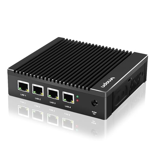 Fanless Firewall Appliance Intel N3700N3710 4C4T, Firewall Mini PC 4 x Intel i225i226 LAN Ports DDR3 SSD, Network Gateway Soft Router, Support P-F-Sense AES NI HDVGA8GB 128GB