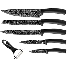 Knife Set, 6 Pieces Kitchen Knives Set with Anti-Rust Coating & Ergonomic Handles, Lightweight, Dishwasher Safe stainless steel Knife, Gift for Kitchen Enthusiasts, Family Chef(Bend)