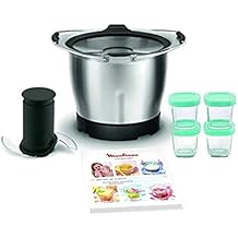 Moulinex XF387E10 Mini Bowl Baby 1.4 Litre Food Processor, Companion + 4 Glass Jar Set