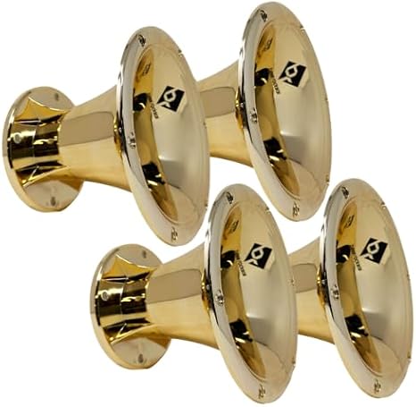 Bass Rockers 2 Throat 5.65 Exit Colorful Horn Wave Guide UV Resistant Chrome Finish for Bolt on Compression Driver 5.3 Height (Gold) 4 Pack