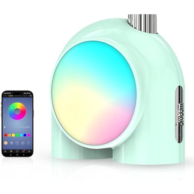 Divoom Planet-9 Smart Mood Lamp, Cordless Table Lamp with Programmable RGB LED for Bedroom Gaming Room Office, Green