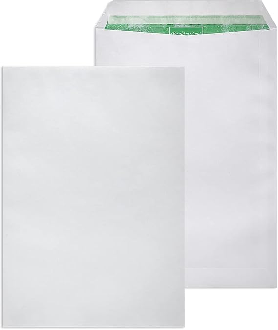 Basildon Bond C4 A4 Envelopes Premium 120gsm Recycled White Peel & Seal 50 Pack