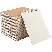 HOZEON 20 PCS A6 Size Top Spiral Bound Sketch Notebooks, Blank Kraft Brown Cardboard Cover Sketch Pad for Animation, Sketching, Drawing, Doodling and Journaling, 60 Sheets for Each Pad